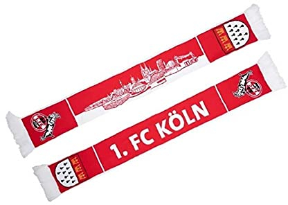 Köln Cologne 1. FC Köln Schal - Skyline - Fanschal, Premiumschal, Scarf - Plus Lesezeichen I Love Köln, Mehrfarbig