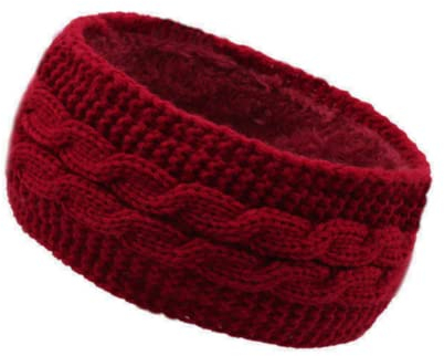 CHENGZI Plüsch Wolle Gestricktes Stirnband, Winter Stirnbänder Damen Zopfstrickstirnbänder, Winter Chunky Ohrenwärmer Geeignet für Alltag und Sport (Rot)