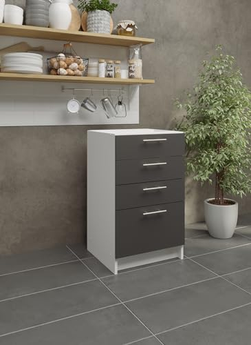 JD Greta Kitchen Base Drawer Cabinet – 500mm – Base Kitchen Unit (Without Workop) - Dark Grey Matt