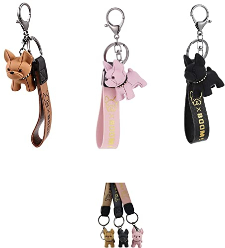 3 Stück Bulldogge Schlüsselanhänger, Cartoon Hund Schlüsselanhänger, Französische Bulldogge Schlüsselanhänger, Hund Anhänger Schlüsselbund, Für Damen Rucksäcke, Brieftaschen, Anhänger