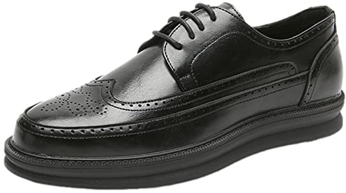 ANUFER Hommes Plateforme Richelieu Chaussures Habillées Cuir Microfibre Lacer Baskets