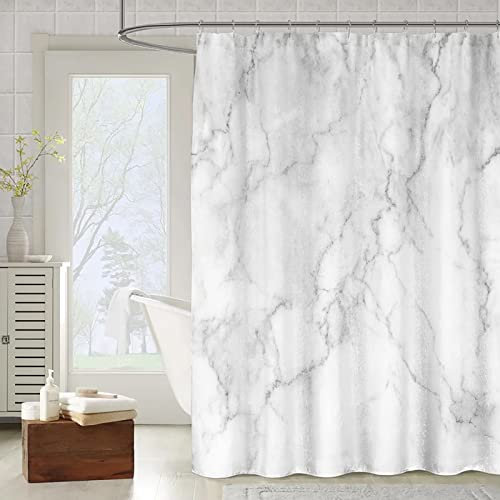 OCEUMACO 3D Motif Rideau de Douche Anti Moisissure Chic Effet Marbre Imprimé Rideaux Baignoire Home Long Qualité Polyester Tissu Imperméable 200x200 cm Lavable Machine - Gris 08