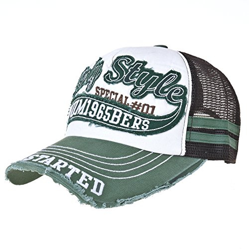 MarkMark Baseballmütze Mützen Caps Kappe Vintage Baseball Cap Meshed Distressed Trucker Hat KR1251 (Green)