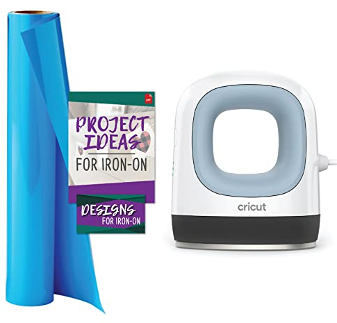 Cricut EasyPress Mini Heat Press Machine Zen Blue and Cricut Everyday Iron-On Ocean 12ft Bundle Small Portable Heat Press for T-Shirts Shoes Bags for Small Iron-On and HTV Transfer Projects
