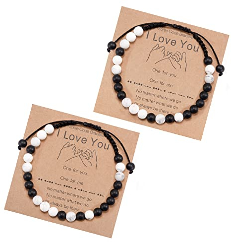 YELUWA 2 Pcs Ich Liebe Dich Morse Code Armbänder Liebe Paare Passend Armbänder Freund Freund Freundin Fernbeziehung Armband Valentinstag Geburtstag Geschenke Für Freund Freundin Ihn Sie Frauen Männer