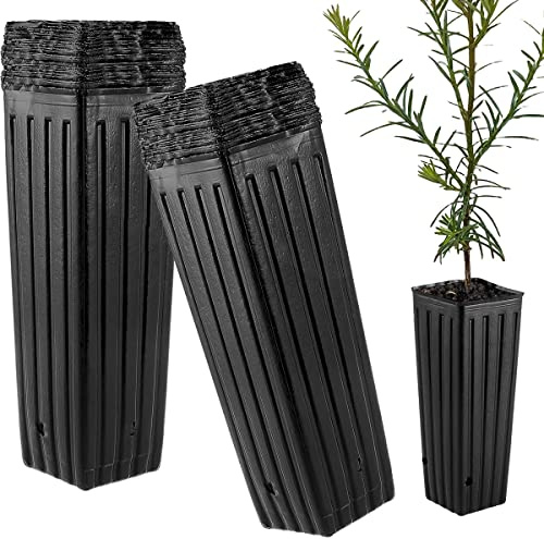 DredQcco 50Pcs Plastic Deep Plant Nursery Pots Tall Deep Tree Pot, Plant Seedling Treepots Tall Flower Containerwith Drainage Holes Flower Container for Indoor Outdoor Garden Plants 9.8 H x 4.7 W