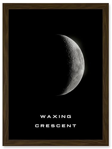 Artery8 Phases of the Moon Astronomy Waxing Crescent Lunar Space Poster Artwork Framed Wall Art Print A4