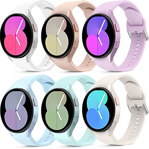 Higgs 6 Pack Strap Compatible with Samsung Galaxy Watch 7/FE/6/5/4 40mm 44mm/Watch 5 Pro 45mm/Galaxy Watch 4 Classic 42mm 46mm for Men and Women, Soft Silicone Sport Straps