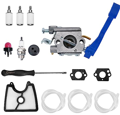 Hoypeyfiy Vergaser Tune Up Kit für Husqvarna 125B 125BX 125BVX Laubbläser mit Vergaser, Dichtungen, Kraftstoffleitung, Kraftstofffilter, Primerbirne, Luftfilter, Tülle Vergaser Set