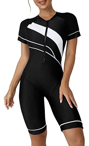 KBOPLEMQ Damen Neopren Shorty Neoprenanzug Schwimmen und Kajakfahren Kurzarm Schwimmanzug Bademode Neoprenanzug Badebekleidung Sport Badebekleidung EIN Stück Schwimmen Kostüm Kurze Ärmel Badeanzug