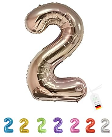 LITTLE BIRTHDAY | Zahlen Luftballon | Folienballon | Helium Gas Balloon Ballon | 101 cm | 0 1 2 3 4 5 6 7 8 9 in vielen Farben | Geburtstag | Kindergeburtstag | Deko | rose gold 2