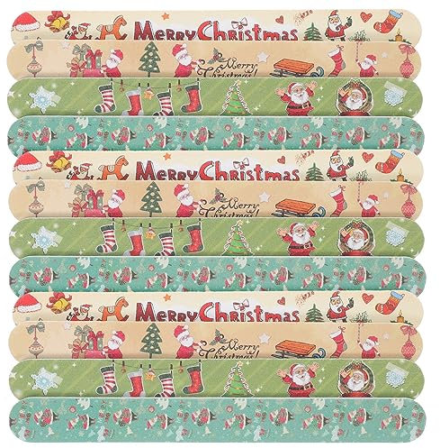 Beavorty 12Pcs Christmas Nail Files, Double Sided Nail File and Buffers, Emery Boards for Natural and Acrylic Nails (Random Style)