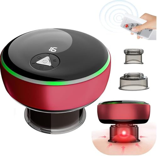 Dyroe Appareil de Ventouses électriques, Thérapie de ventouses à cellulite Traitement Intelligent avec Infrarouge, Ventouse Intelligente 16 Niveaux 3 Modes, Massage à ventouse avec télécommande Rouge