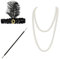 CRLLDPM 3 Teiliges 20er Jahre Accessoires, 1920 Zubehörset, Great Gatsby Accessoires Flapper Set Party Kostüme Damen mit Flapper Stirnband Perlenkette für Halloween Weihnachten