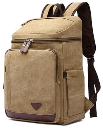 XINYASEE Mochila de Lona Vintage, Ligera Casual, Portátil, Escolar, Viaje,Hombres Mujeres Vintage Portátil Mochila Universitaria Mochilas Casual para Trabajo Senderismo Camping (caqui)