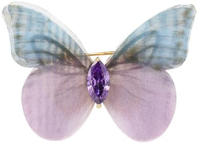 JKQBUX Broche papillon 3D en tissu - Épingles décoratives pour rideaux - Accessoire de décoration d'intérieur, 4.1*2.9cm, Tissu, Cristal