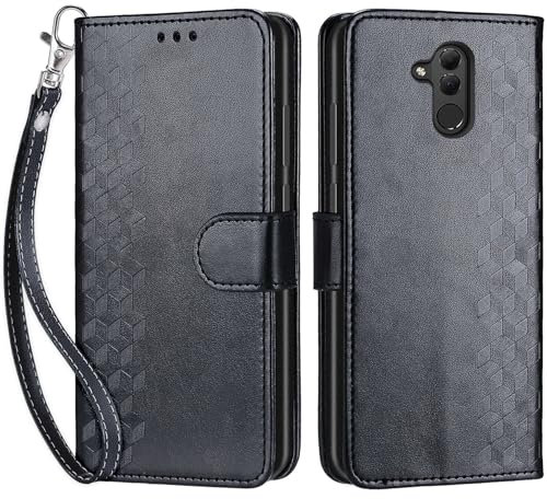 Funda para Huawei Mate 20 Lite,Fundas Huawei Maimang 7 Libro con Tapa de Cuero Piel Billetera Cover con Kickstand, Hebilla Magnetica, Ranuras Tarjetas Carcasa para Huawei Mate 20 Lite (Negro)