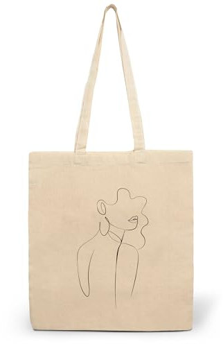 CLAMATO Tote bag tela in Cotone 100 % (38 × 42 cm) - Shopper in tessuto - Borse shopping - Canvas 130 g/m2 (Donna riccia one line)