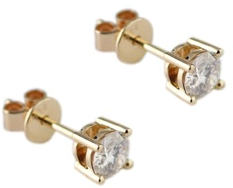 KnSam Echt Goldschmuck Ohrstecker Au585 Gelbgold, 4 Klaue Damenohrringe mit Diamant 2ct 18K Gold Ohrstecker Nickelfrei Echt Goldschmuck