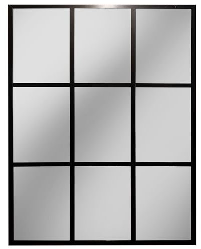 THEROSE Espejo Ventana 120 x 100 cm Espejo Industrial, Aluminio Negro (Negro)