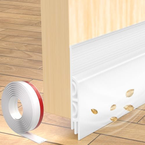 Conwang Draft Excluder for Doors Self Adhesive,Draught Excluder for Bottom of Door,Door Draft Excluder Sealing Strip for Front Door,Under Door Draft Stopper Seal(1M,White)