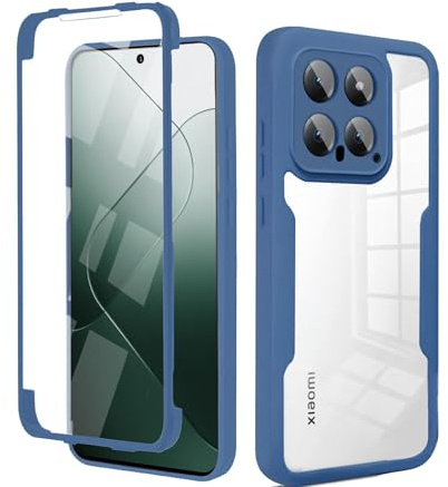 betterfon 360 Grad Hülle Kompatibel mit Xiaomi 14 | Handyhülle mit eingebautem Displayschutz für 14 | Blau