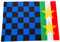 Bandierone colori nero e azzurro cm. 200 x 140 con 2 stelle e banda tricolore | Bandiera 2 stelle colore nera e azzurra grande stadio per tifoso BGS2ST220140