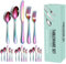 MIMEMY Besteck Set für 4 Personen, 20 teilig Essbesteck Set inkl. Messer, Gabel, Löffel für die Küche zu Hause, Besteck Edelstahl Spiegelpoliert, Spülmaschinenfest (Mehrfarbig)