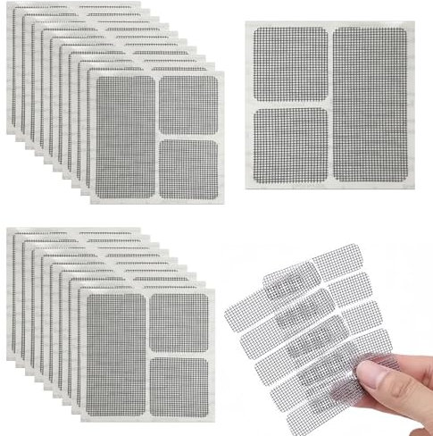 Kit de Réparation de Moustiquaire,Réparation De Moustiquaire Patch,22 Feuilles(70 pcs) 3 Tailles Patch pour Moustiquaire de Fenêtre,Patch de Réparation d'écran,Pour Tentes/Moustiquaire/Porte/Fenêtre