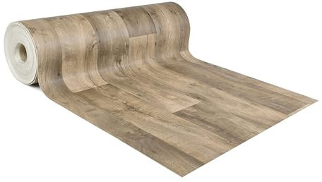 GIURI TESSUTI - Pavimento in PVC - Collezione Prestige - Rivestimento per superfici in Vinile Impermeabile con texture Antiscivolo e supporto Insonorizzante (H. 200 cm, CHALET CARAMEL)