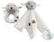 CREVENT Cozy Plush Baby Security Blanket Loveys for Baby Girls Boys, Stuffed Animal Ring Rattle Shaker Toy for Newborns (Sheep + Handbell)