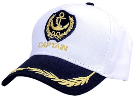 JZK Baseballkappe für Männer und Frauen, Skipper, Matrosen-Kapitän, Marine-Kapitäns-Kostüm-Zubehör, Marine-Admiral-Kappe für Halloween, Cosplay