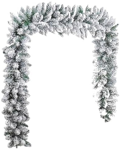 Weihnachtsgirlande, 279 cm, künstlicher Schnee, beflockte Weihnachtsdekoration, Girlande, realistische DIY freundliche flexible PVC Girlande für Kaminsims, Haustür, Fenster, Weihnachtsgirlande, G