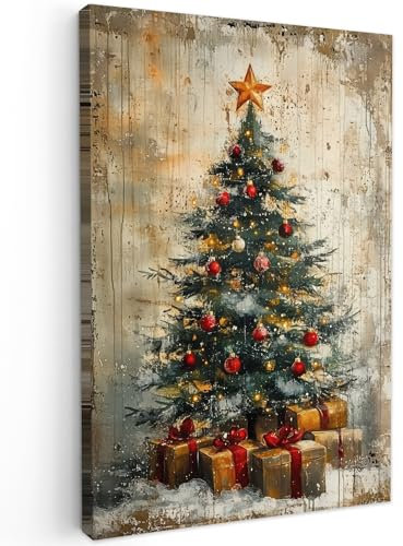 MuchoWow© Stampa Regali Decorazioni Natilizie 60x90 cm Quadro Moderno Quadri Moderni Soggiorno Con Cornice Camera Da Letto Matrimoniale Decorazione Canvas Albero di Natale - Regalo