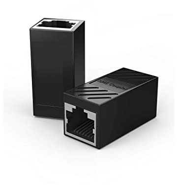 Spetstech RJ45 Ethernet Cable Connector Coupler Female to Female Connector for Cat6 / Cat5e / Cat5 Network Cable Joiner Black (2)