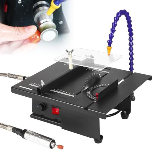 HNBYLMM Mini Table Saw, Multi-functional, Speed & Angle Adjustable, Cutting, Grinding, Polishing, Engraving All-In-One Machine, for Hobby DIY Model Wood Cutting