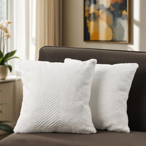 Paco Home 2er Set Kissenbezug Deko Wohnzimmer Kissen Sofakissen Einfarbig Kissenhülle Modern Ethno Skandi Uni Waschbar, Farbe:Creme, Sets:2pcs-Set