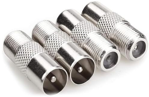 Zbssny 4Pcs Aerial Connectors,TV Aerial Connector F Male to TV Female for TV Ariel Connections Coaxial Cable Connectors Satellite Cable Connectors