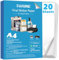 TOJUNE Papel Adhesivo de Vinilo Imprimible para Impresoras de Inyección de Tinta, A4, 21 x 29.7 cm, Resistente al Agua, Corte Arbitrario, reverso adhesivo (20 Hojas) (Blanco Mate)