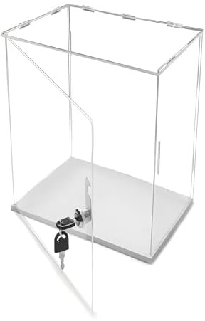 Xyrona Acryl Vitrine Abschließbare Hohe Acrylvitrine mit Sockel, Staubdichte Transparente Modellvitrine, Rechteckige Vitrine für Autos/Puppen/Schmuck(L10xW10xH20cm/4x4x8)