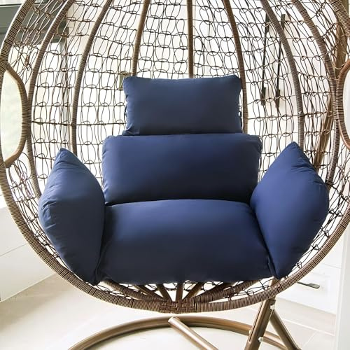 GHBXJX Kissen für Hängesessel Outdoor, für Polster Korbsessel Chair Lesesessel und Rattansessel, Relaxliegenauflage Polsterauflage Auflage Mit Riemen, Hängesitz Indoor Waschbares,Marine