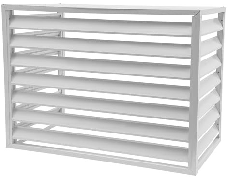 Abdeckung für Klimaanlage aus Aluminium‑Verbund Klimaanlage Zaun Bildschirm Schutzabdeckung für Außenklimaanlagen 110x60x80cm Vierseitige Klimaanlage Abdeckung Shutter Design (Weiß)