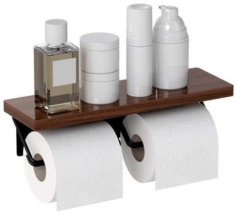 uyoyous Porte Papier Toilette Mural, Porte Papier Toilette Mural Bois | Porte Rouleau en Bois de Noyer, Convient Pour Salles de Bains, Chambres à Coucher, Salons