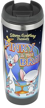 MUGMART Pinky and The Brain 90s - Travel Mug, Thermal Insulated Cup for Hot and Cold Beverages Drinks