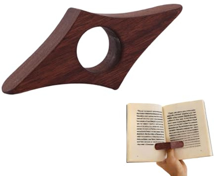 Handmade Walnut Book Page Holder with Thumb Ring - Wooden Reading in Bed Kit, Perfect Gift for Women, Book Lovers & Bookworms - Unique Reading Gadgets & Book Accessories