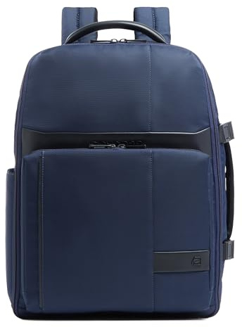 Piquadro Reiserucksack Herren mit Laptop-Fach 15,6 Mann Leder und Stoff bleu