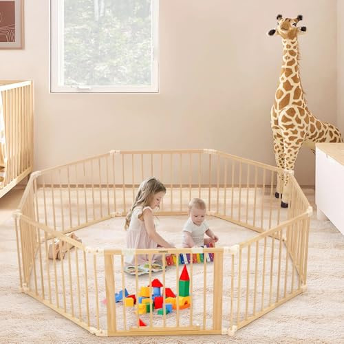 Parc Bébé Pliable XXL en Bois 172x172 cm | Porte Sécurisée