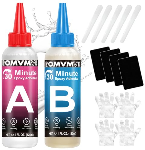Colle Epoxy Bi-Composant, Transparent et Résistant Colle Bi Composant | Colle Epoxy bi Composant, Colle Epoxy bi-composant 30 Minutes, Durable et Solide, pour Convient à Divers Matériaux (2x125ml)