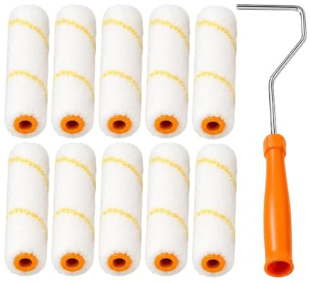 Paint Roller Set – 10 Pack 4 Inch Microfiber Covers with Handle