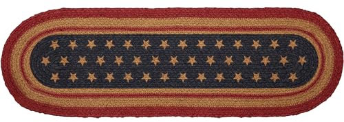 VHC Brands 10713 Rustic & Lodge Teekabine Grün oval Jute Teppich Englisch Stair Tread rot